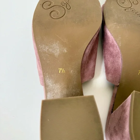 SEYCHELLES Dusty Rose Suede Leather Block Heel Mules—SZ. 7.5 - Picture 17 of 17